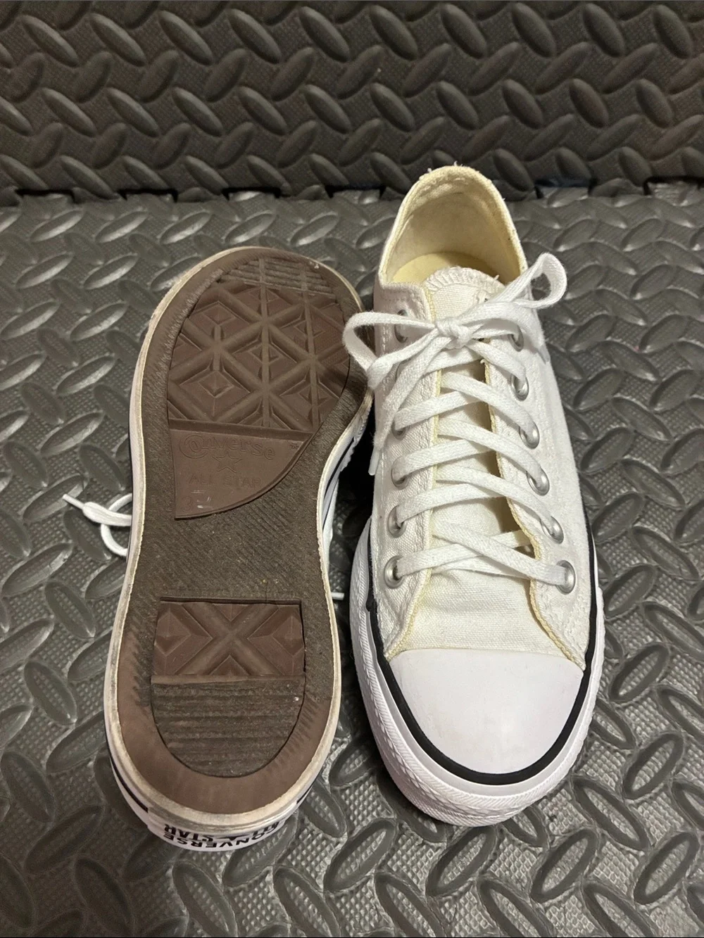 Converse Platform White Canvas Low-Top Sneakers with Black Trim